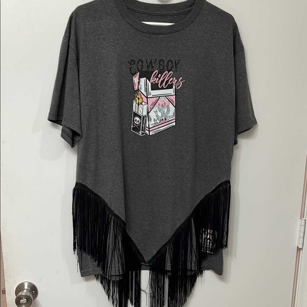 New! Cowboy Killers Western Fringe T-Shirt, size large